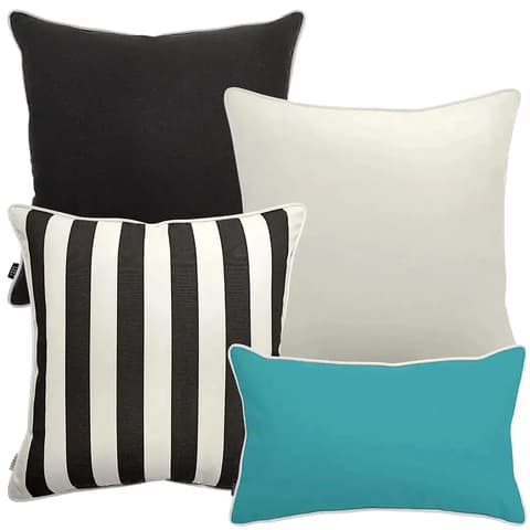 Aelius Bundle outdoor bundles in ivory, turquoise and black, shown in a product as image 1