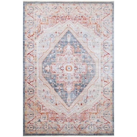 Alexander Rouge carpets in beige, blue and red, shown in a product top view as image 1