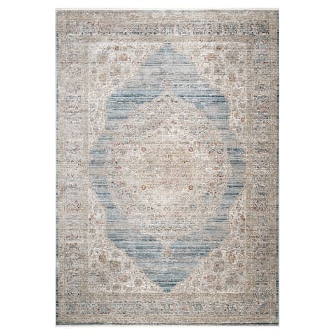 Alexander Sky carpets in pale blue, blue and beige, shown in a product top view as image 1