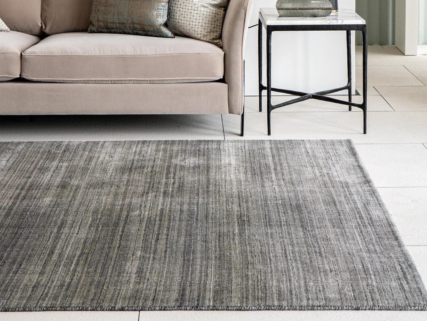 Ava Ashton carpets in grey and charcoal, shown in a lifestyle front view as image 2