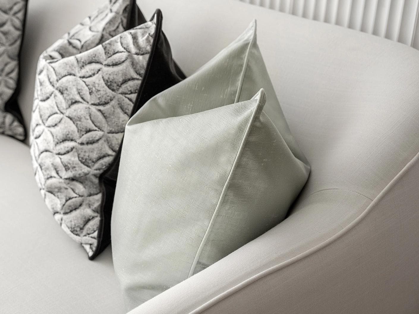 Carissa Bundle cushion in white, black, green and silver, shown in a product right view as image 7