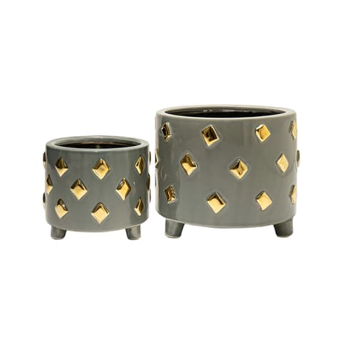 Caspian Arneson Bundle vases in grey and gold, shown in a product front view as image 1