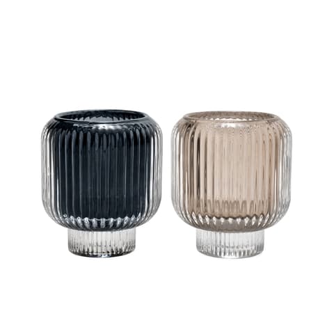 Chandelle Storms candle holders in black and taupe, shown in a product front view as image 1