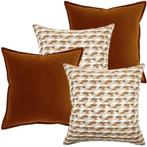 Elda Bundle cushion in rust, orange and beige, shown in a product front view as image 1