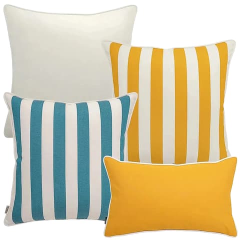 Elio Bundle outdoor bundles in turquoise, yellow and ivory, shown in a product as image 1