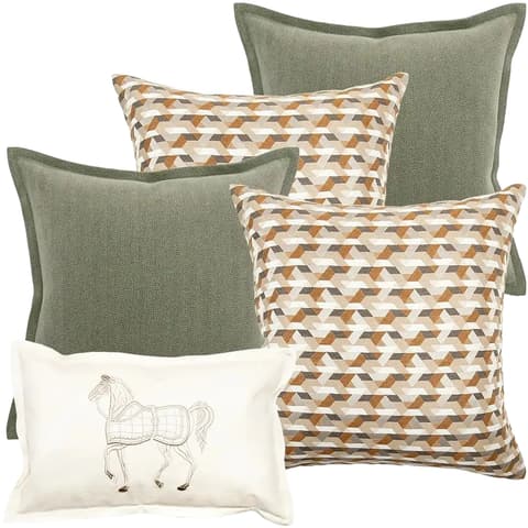 Emmanuela Bundle bundle - indoor in orange, beige, white and green, shown in a product front view as image 1
