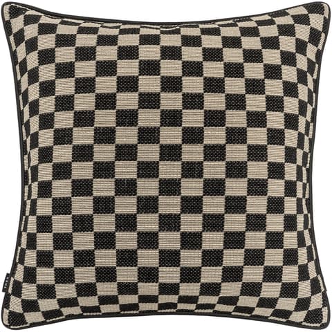 Enya Steele cushion in black and beige, shown in a product front view as image 1