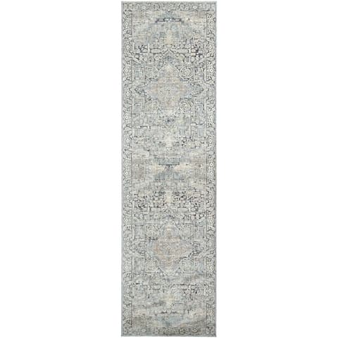 Hana Sky carpets in blue and grey, shown in a product top view as image 1