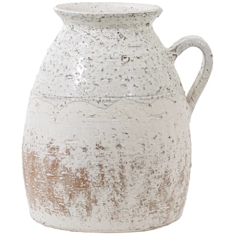 Becca Terra vases in soft stone and white, shown in a product front view as image 1