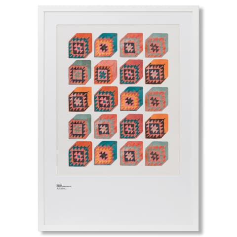 Cubism fine art print in multicolour, shown in a lifestyle front view as image 1