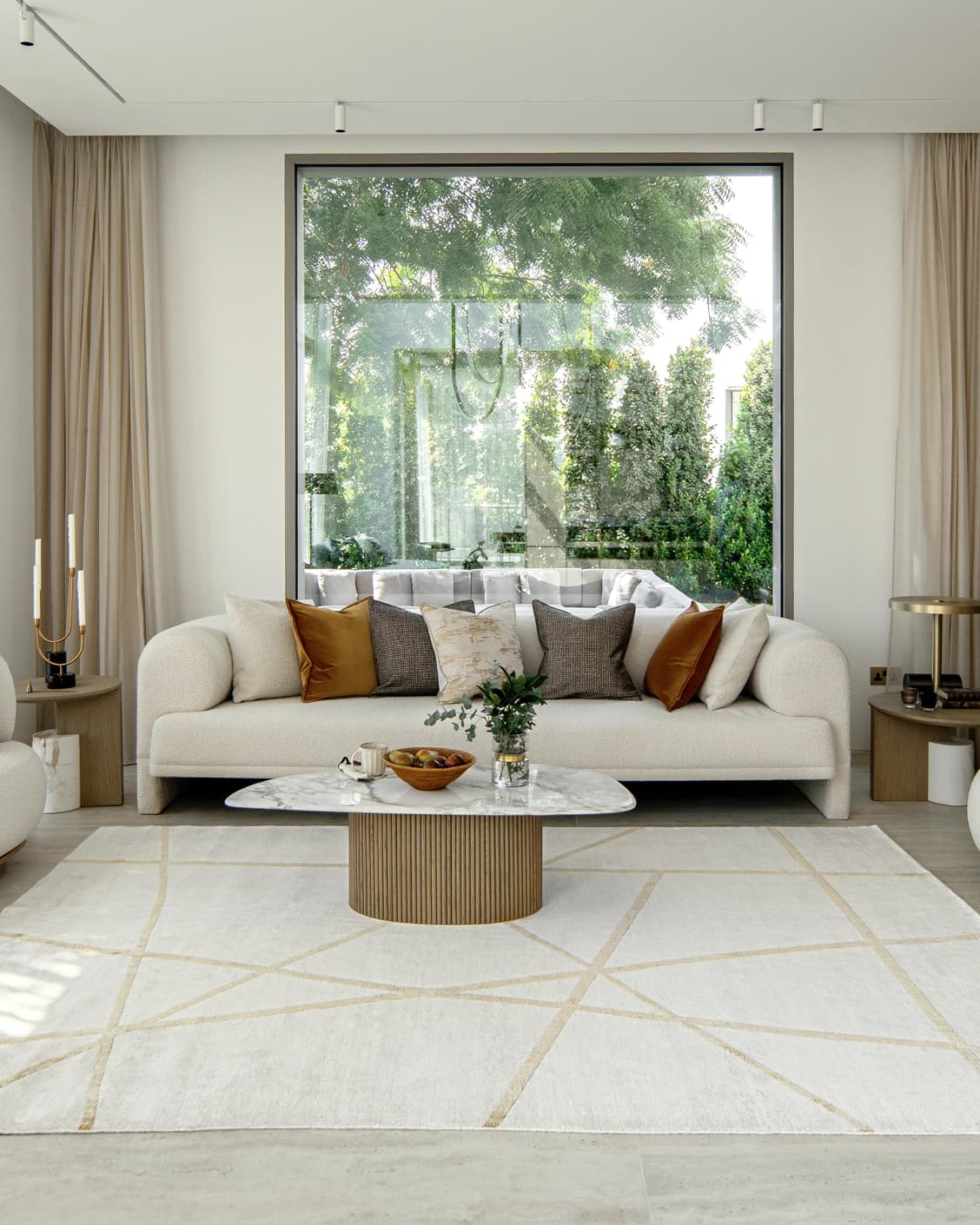 Dash Goldberg carpet in gold and off white, shown in a lifestyle front view as image 4