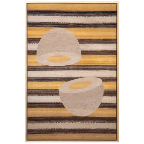 Eggsercise canvas in yellow, brown and beige, shown in a product front view as image 1