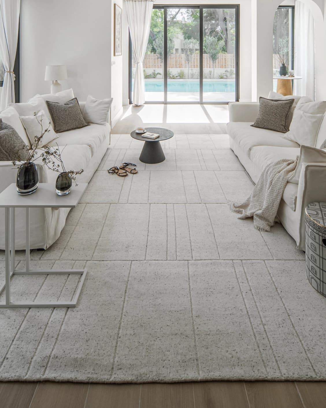 Elliot Alba carpet in grey and white, shown in a lifestyle front view as image 6