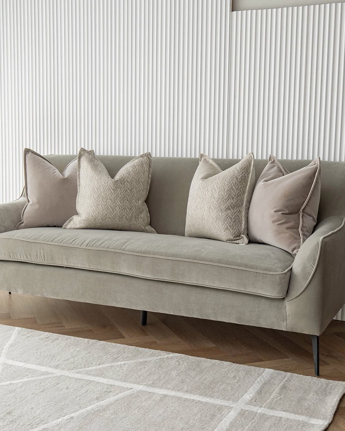 Ezra Bundle cushion in beige, shown in a lifestyle right view as image 2