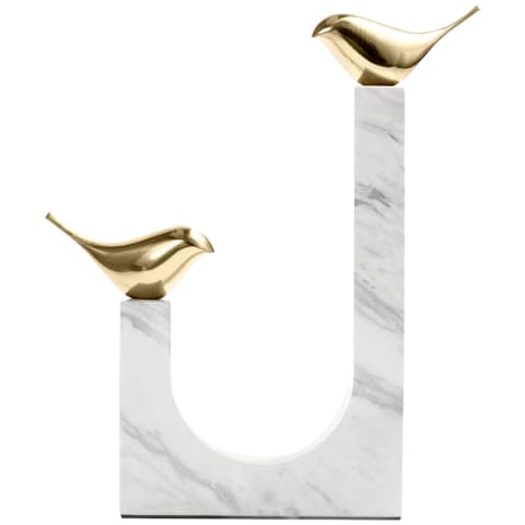 Finch Butterfield vases in white and gold, shown in a product front view as image 1