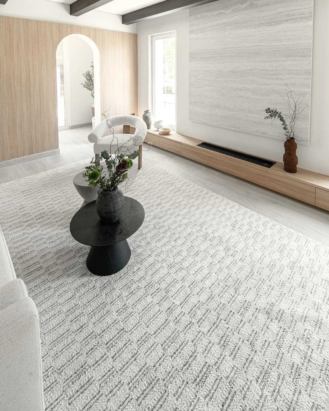 Henry Alba carpet in ivory and grey, shown in a lifestyle left view as image 7