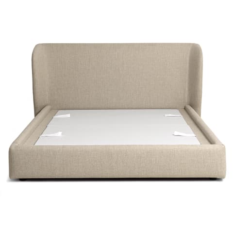 Livia Warm Mushroom bed frame, shown in a product front view as image 1