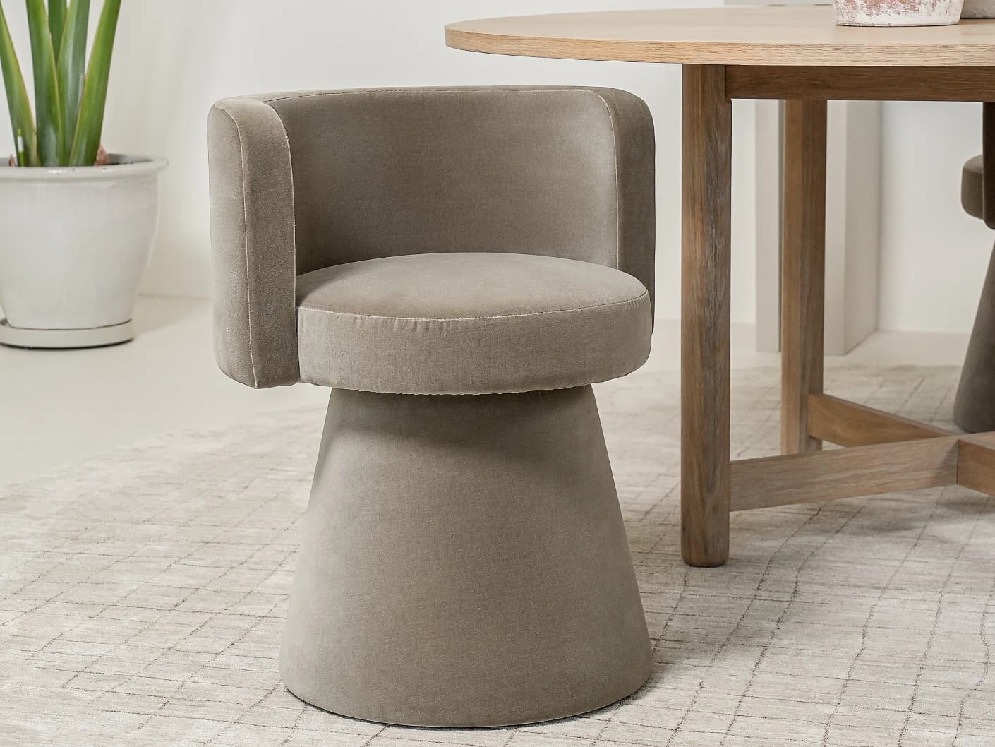 Mara Alpaca accent furniture in brown, shown in a lifestyle left view