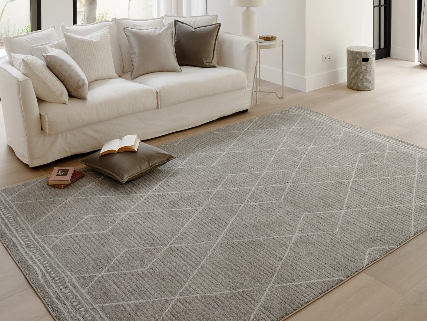 Zen Dune carpet in grey and off white, shown in a lifestyle front view as image 5