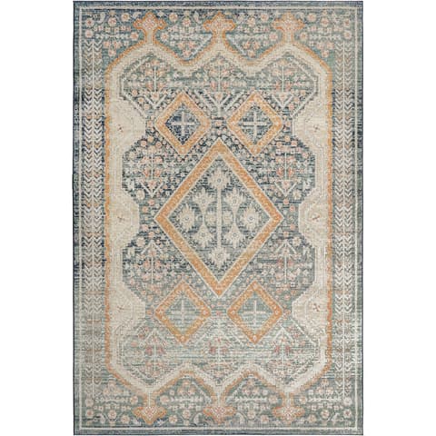 Julian Navy carpets in beige, blue and multicolour, shown in a product top view as image 1