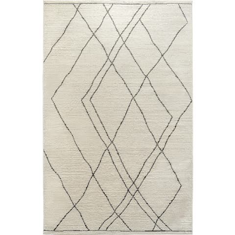 Leila Bianca carpets in beige and charcoal, shown in a product top view as image 1