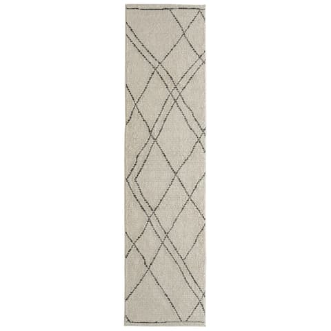 Leila Bianca carpets in beige and charcoal, shown in a product top view as image 1