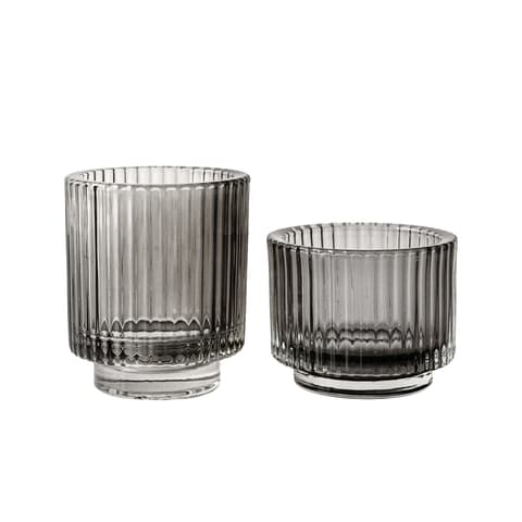 Loucille Storms candle holders in grey, shown in a product front view as image 1