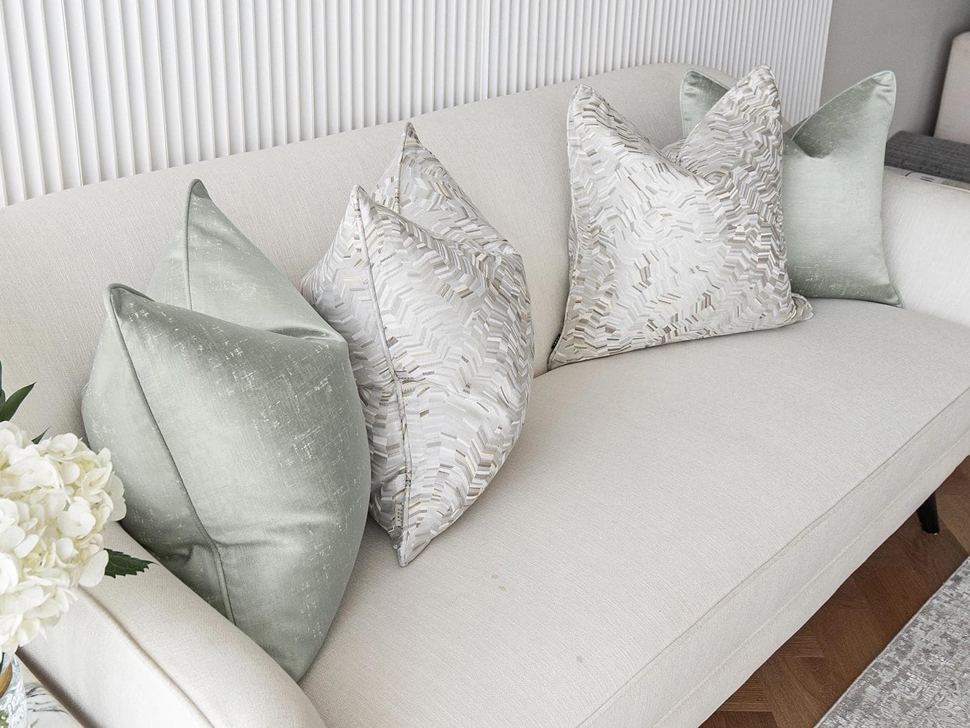 Marjorie Bundle bundle - indoor in silver, grey and green, shown in a lifestyle left view as image 1