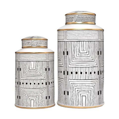 Maze Bundle vases in black and white, shown in a product front view as image 1