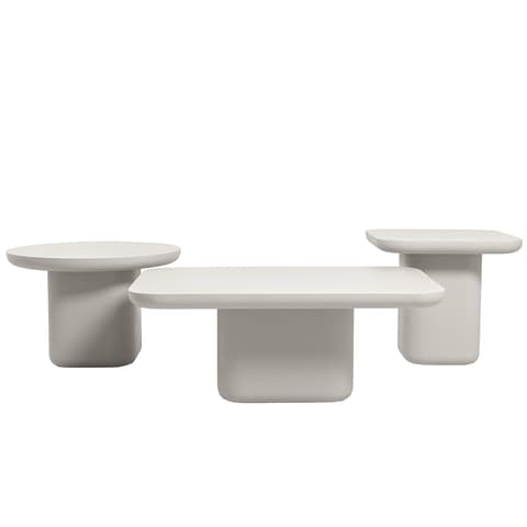 Modena Set Of 3 coffee table in soft ivory and stone, shown in a product front view as image 1