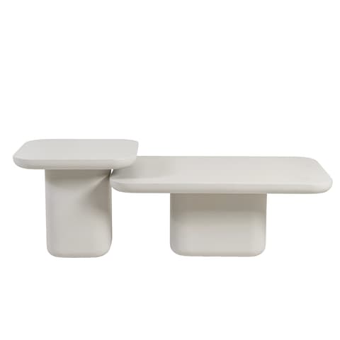 Modena Set Of 2 coffee table in soft ivory and stone, shown in a product front view as image 1