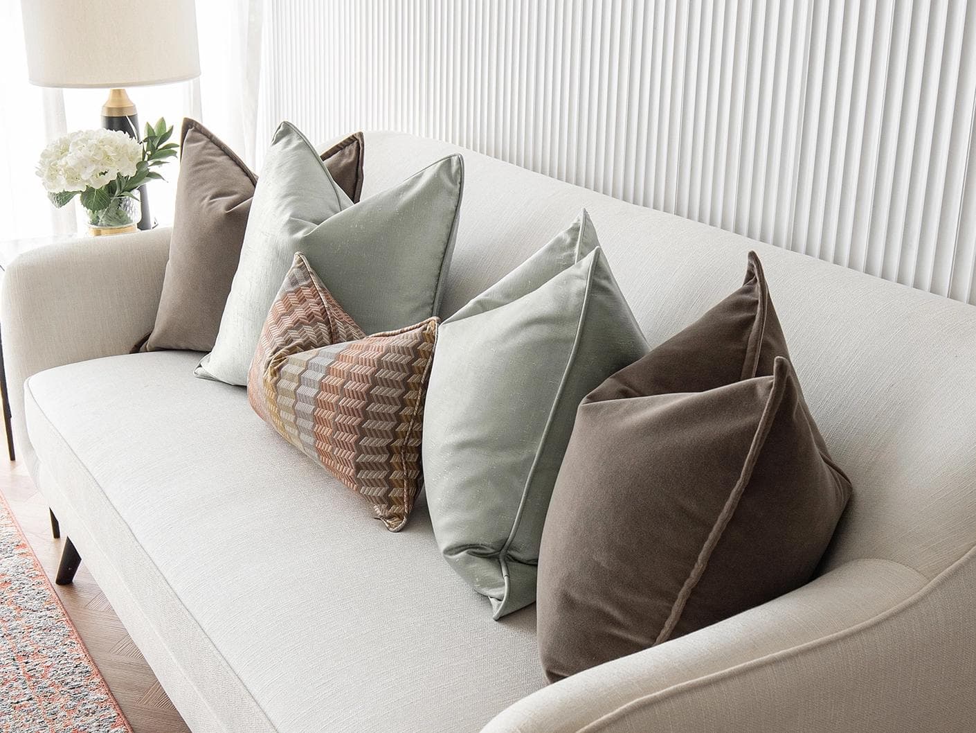 Eliazar Bundle bundle - indoor in brown, orange, silver and green, shown in a lifestyle right view as image 3