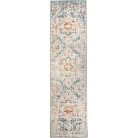 Vince Tangelo carpets in beige, blue, orange and multicolour, shown in a product top view as image 1