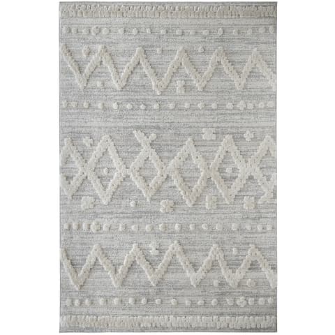 Zahra Snow carpets in grey and off white, shown in a product top view as image 1