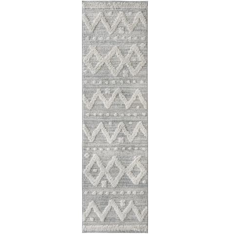 Zahra Snow carpets in grey and off white, shown in a product top view as image 1