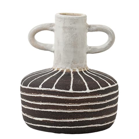 Zyra Terra vases in charcoal black, charcoal and white, shown in a product front view as image 1